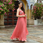 Pink cut sleeves designer indowestern dress for women