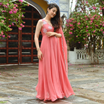 Pink cut sleeves designer indowestern dress for women