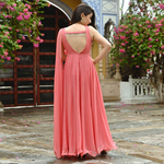 Pink cut sleeves designer indowestern dress for women