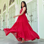 Red designer georgette sequin dress for women