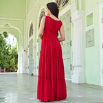 Red designer georgette sequin dress for women