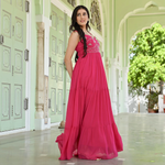 Pink georgette ethnic dress for women