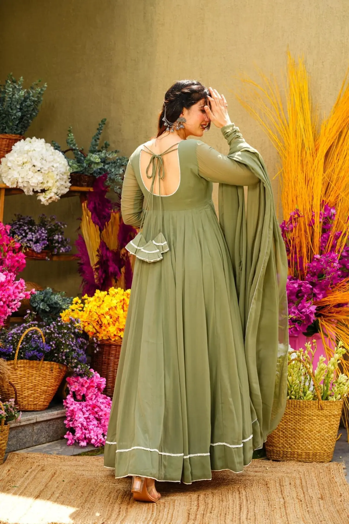 Green Georgette Gown