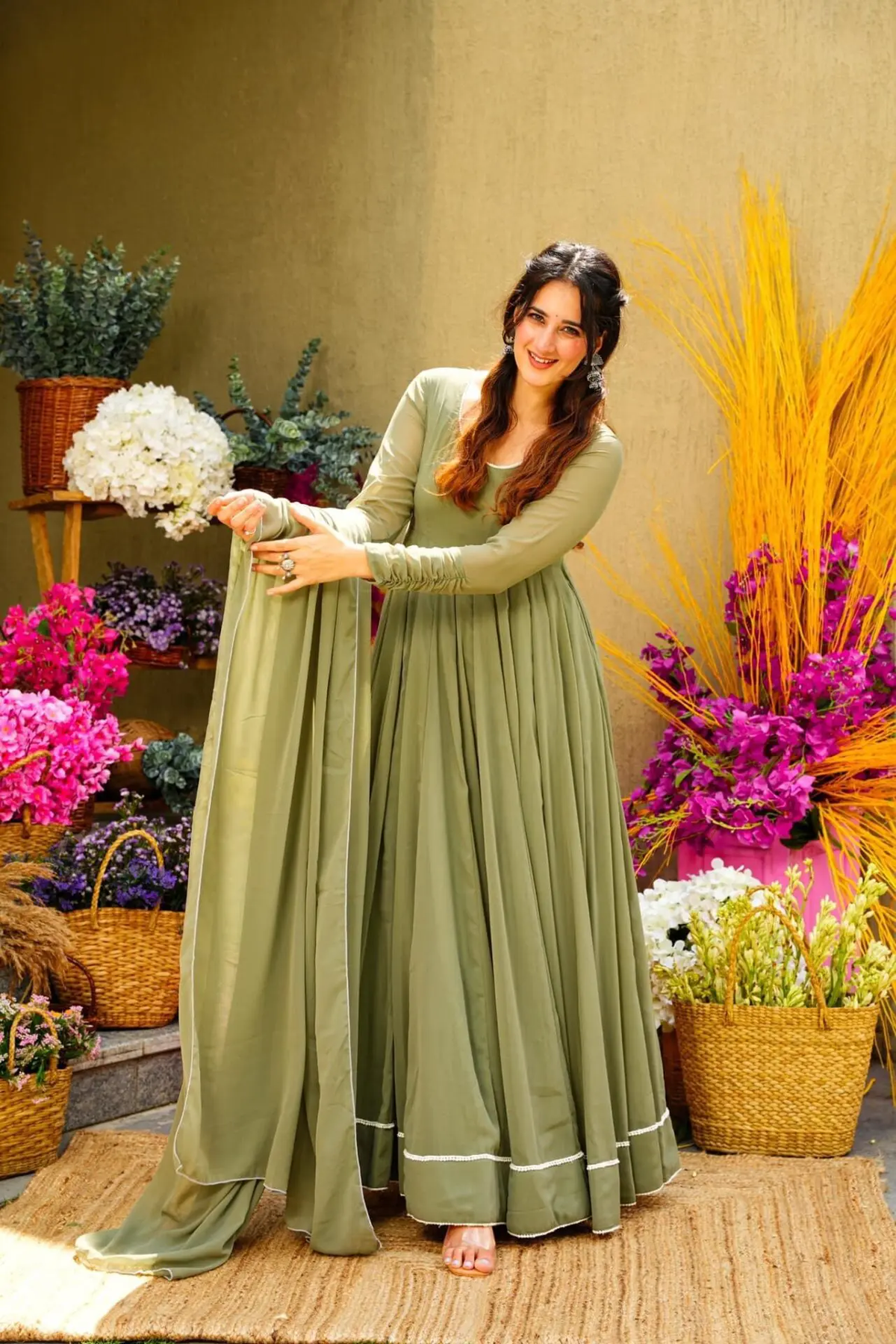 Green Georgette Gown