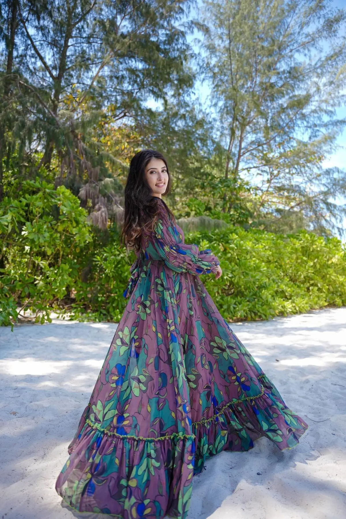 FLORAL PRINTED MULTICOLOR GOWN