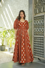 COTTON PRINTED MEXI GOWN