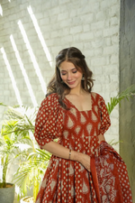 COTTON PRINTED MEXI GOWN