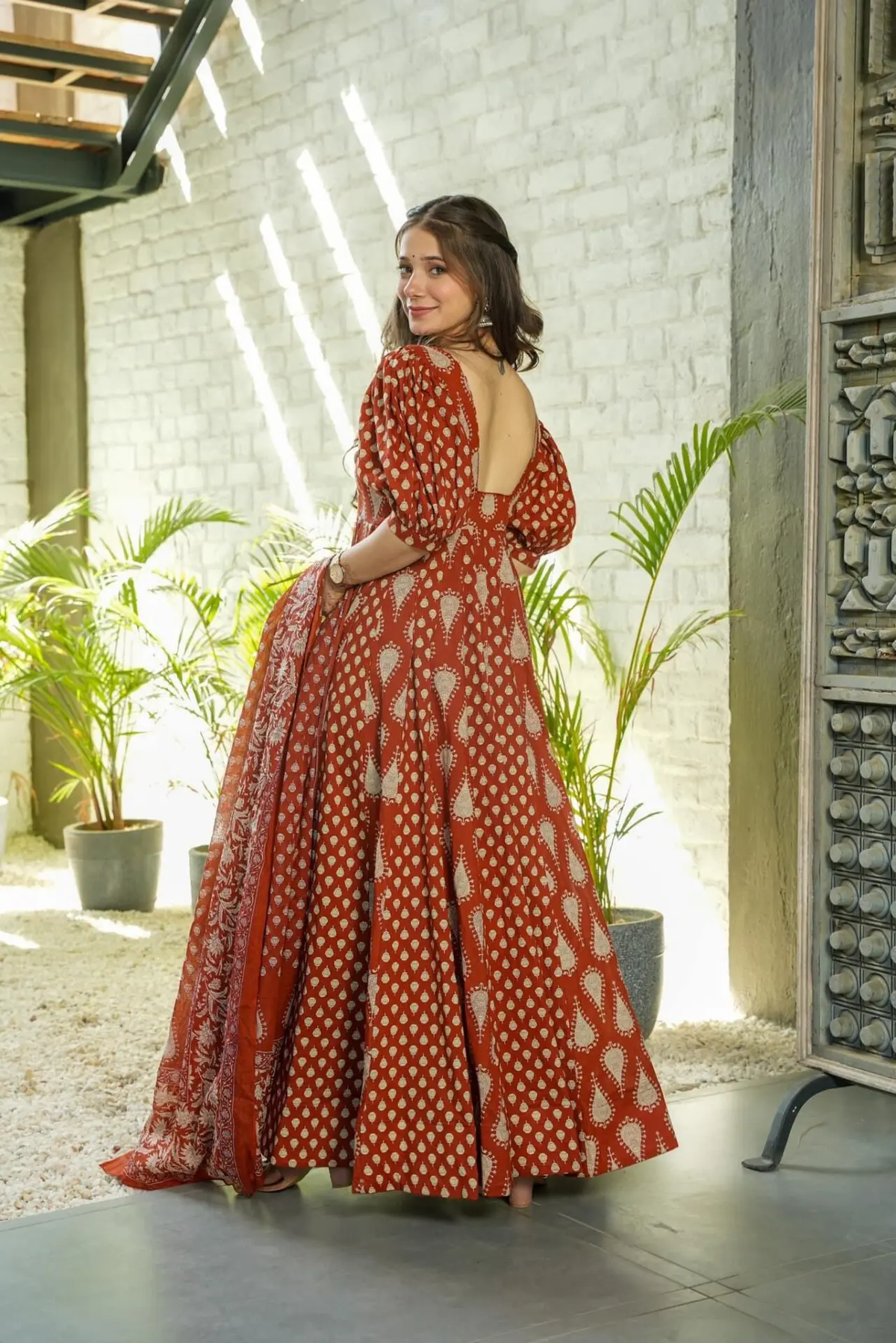 COTTON PRINTED MEXI GOWN