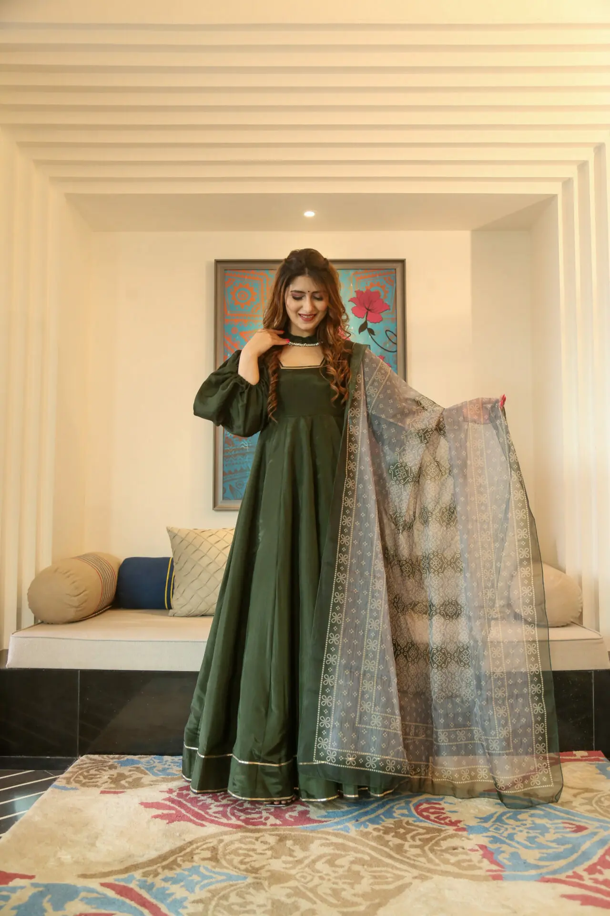 SILK MEXI GOWN WITH DUPATTA SET