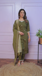 Viscos Silk Embroidered full stich Kurta Set With Dupatta