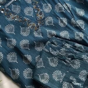 Sringam Blue Cotton Printed Kurta & Pant Set – Effortless Elegance for Everyday Grace