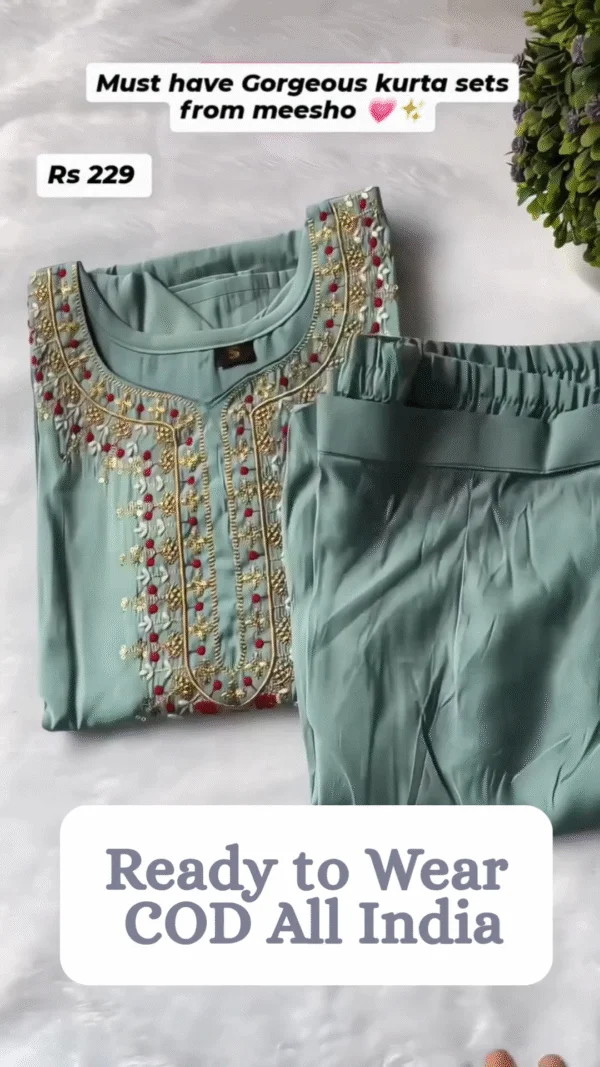 Women’s Rayon Viscose Printed Straight Kurta Pant with Duptaa - Image 2