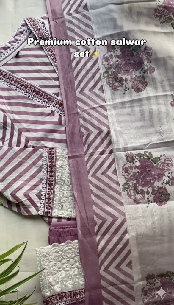 Heavy Soft Cotton Printed Dress Material with Work – Premium Fabric for Elegant Creations