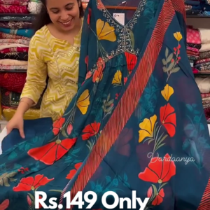 Aliya Cut Most Selling Blue Dress With Dupatta
