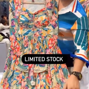 Multi-Coloured Printed Flared Long Kota Kurta