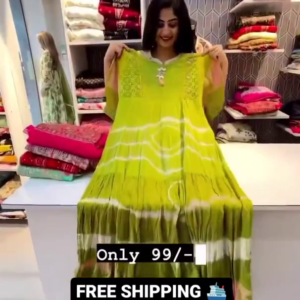 Multicolored Abstract Printed Long Gown