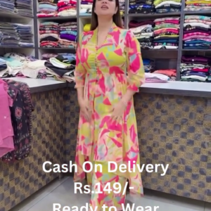 Dupatta Set,Trending Print Dupatta Anarkali Long churidar sleeve Long Gown with Dupatta Set