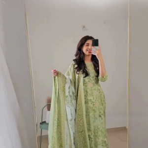 Cotton Kurti Set With Pant And Dupatta