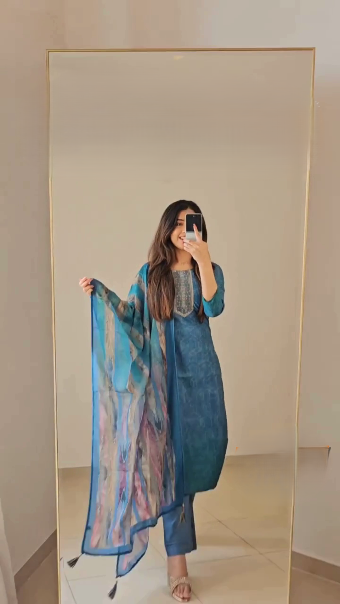 Women’s Rayon Blend Embroidered Straight Kurta with Pant & Dupatta