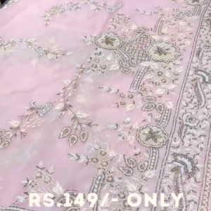 Light Pink Heavy Embroidered Saree