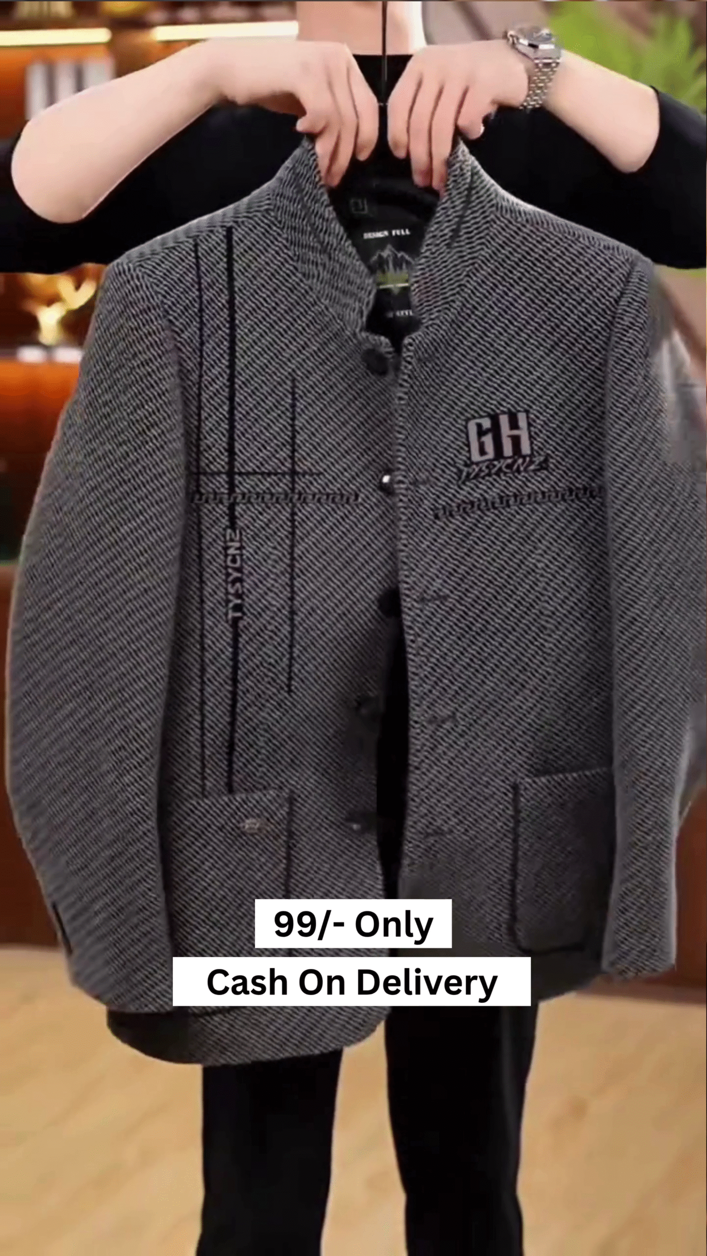 Men’s Puffer Jacket Thickened Winter Coat Warm Stand Collar Color Block Zip Up Jacket Ski Bubble Coat - Image 2