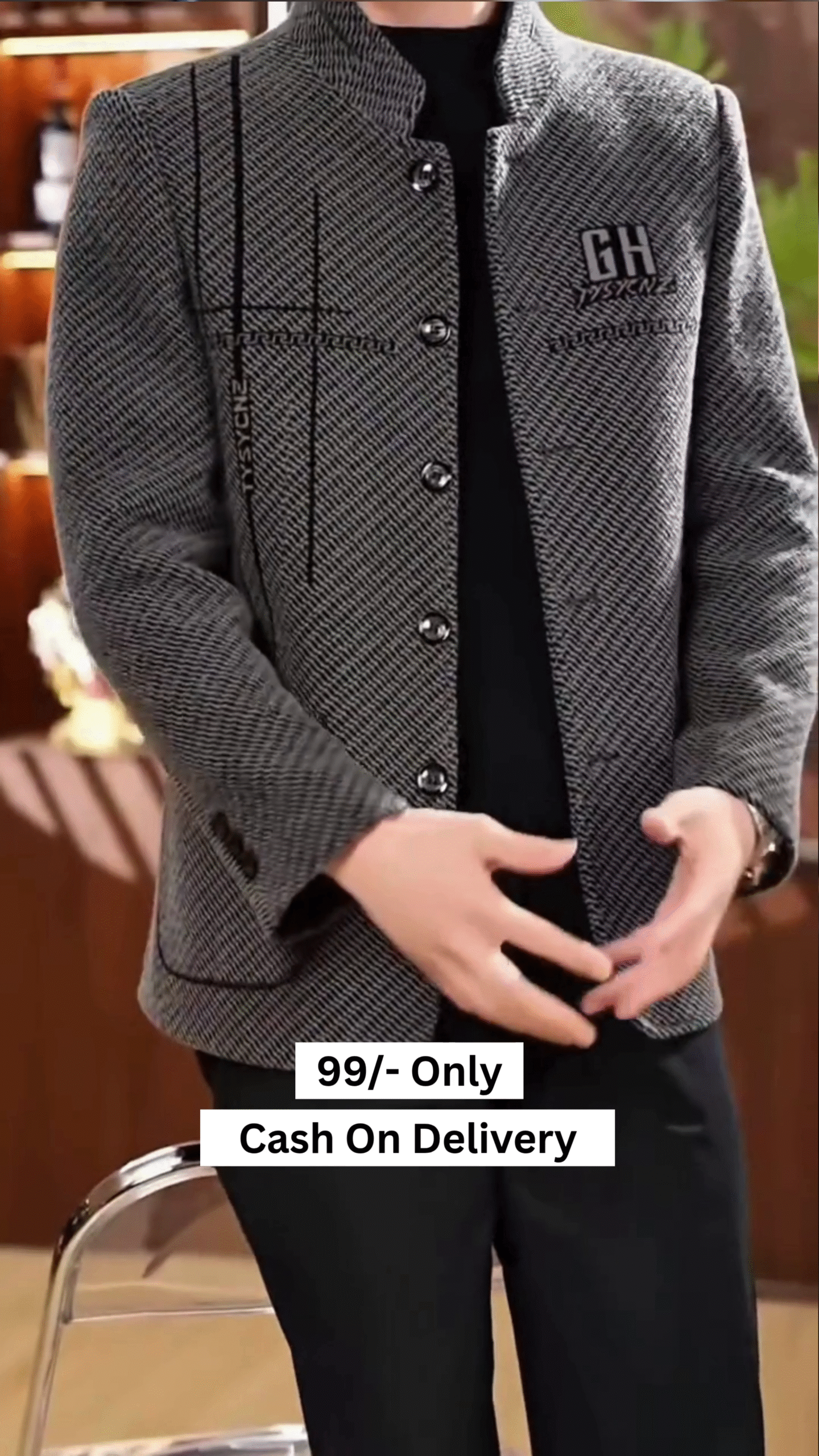Men’s Puffer Jacket Thickened Winter Coat Warm Stand Collar Color Block Zip Up Jacket Ski Bubble Coat - Image 3