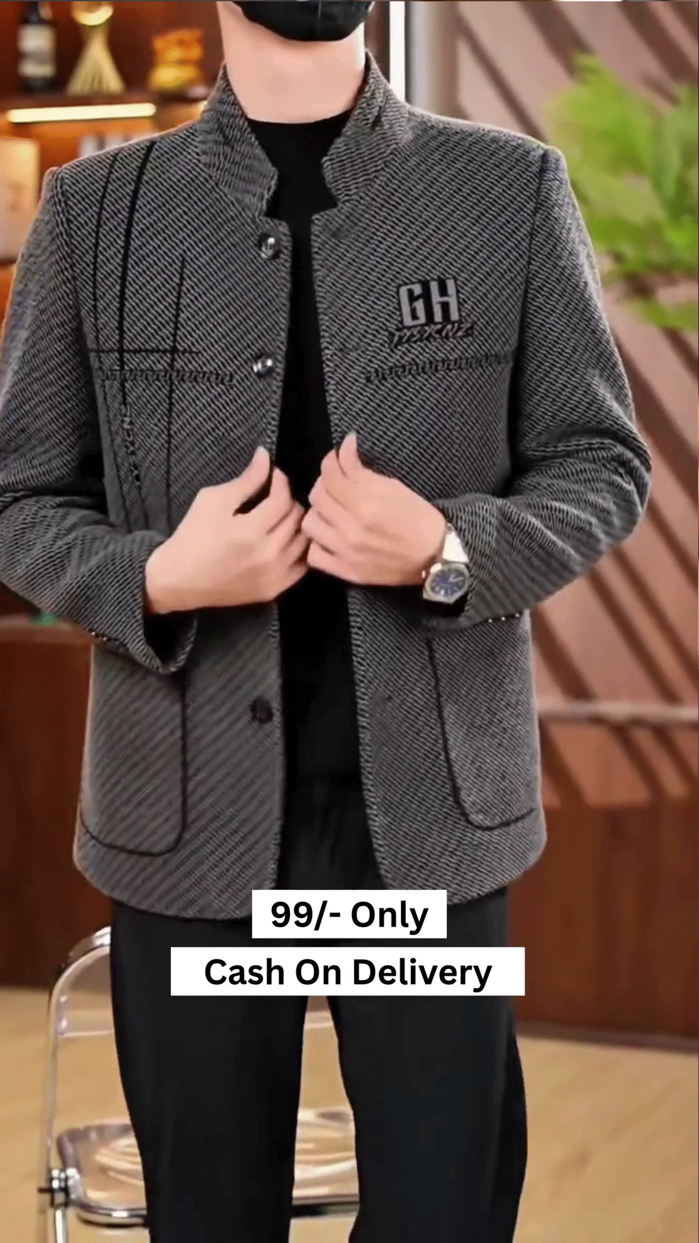 Men’s Puffer Jacket Thickened Winter Coat Warm Stand Collar Color Block Zip Up Jacket Ski Bubble Coat