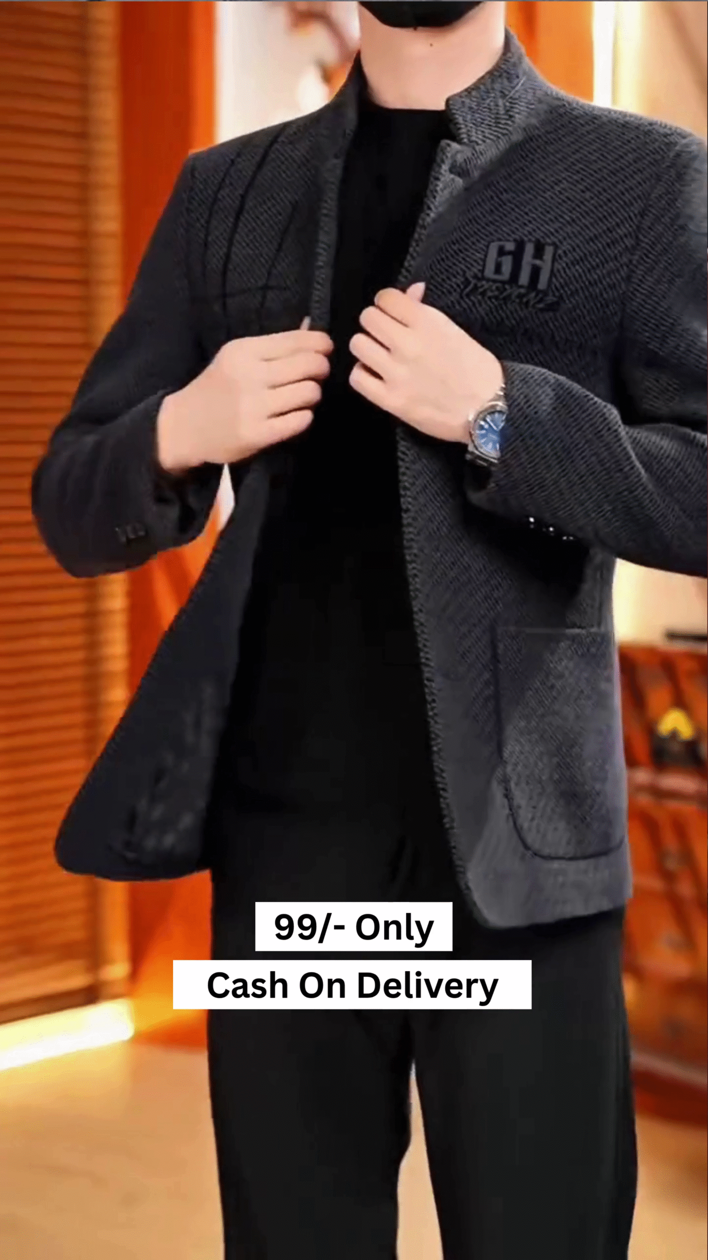 Men’s Puffer Jacket Thickened Winter Coat Warm Stand Collar Color Block Zip Up Jacket Ski Bubble Coat - Image 6
