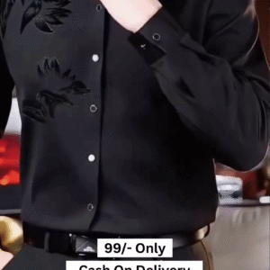 Men’s Silk Satin Shirt Floral Slim Fit Long Sleeve Dress Shirt Casual Soft Shirt