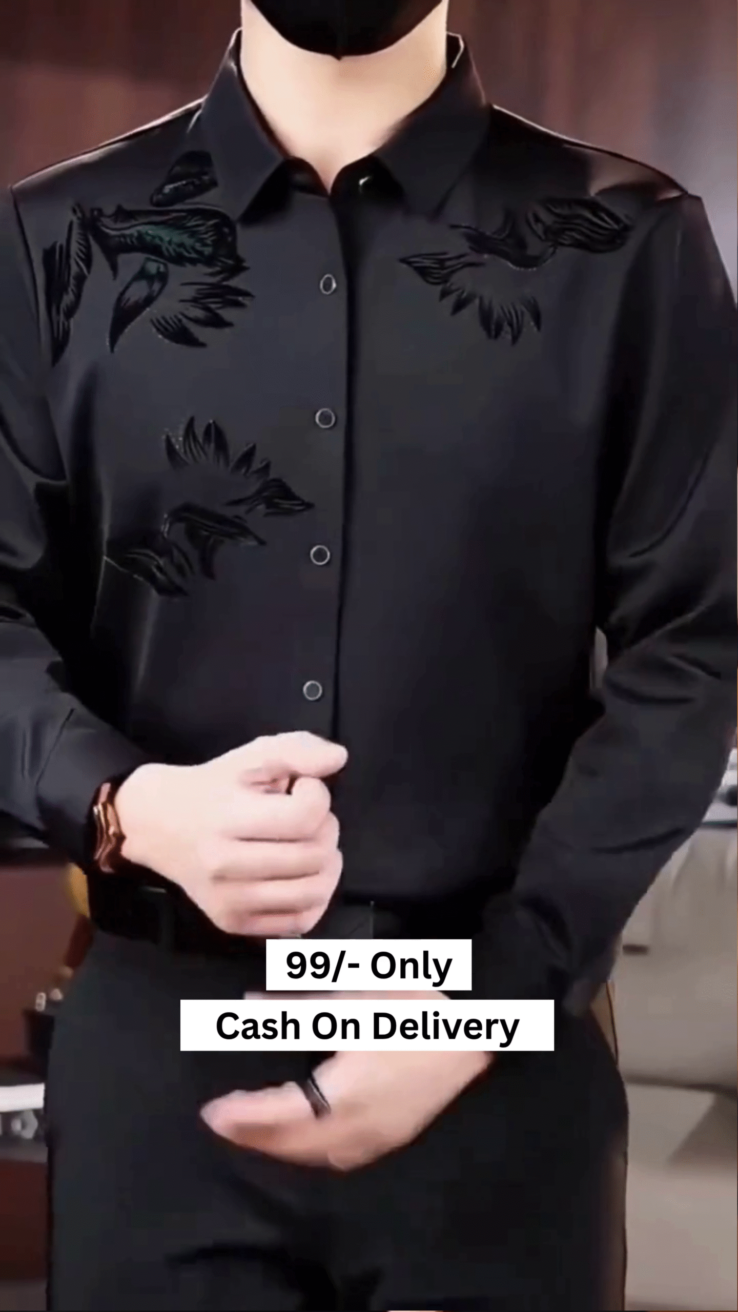 Men’s Silk Satin Shirt Floral Slim Fit Long Sleeve Dress Shirt Casual Soft Shirt - Image 5