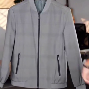 Men’s Premium Grey Checkered Bomber Jacket