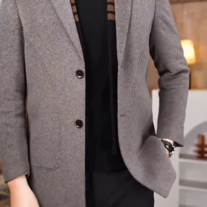 Men’s Classic Grey Wool-Blend Blazer
