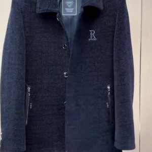Men’s Classic Charcoal Herringbone Car Coat