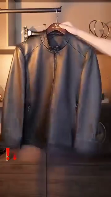 Men Solid Leather Jacket