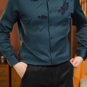 Men’s Designer Formal Shirt with Artistic Embroidery